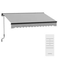 Outsunny Electric Awning with Aluminium Frame and Remote Control, 3 x 2m, Light Grey(m-2)