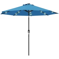 Outsunny 2.7m LED Light Parasol Umbrella - Blue(m-10)