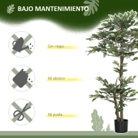 Outsunny Ficus Artificial 150 cm Planta Artificial con 1008 Hojas Musgo y Maceta Planta Artificial Decorativa Verde(m-6)