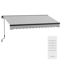 Outsunny 2.5 x 3.5m Aluminium Frame Electric Awning, with Remote - Light Grey(m-2)
