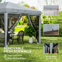 Outsunny 3 x 6m Pop Up Gazebo, Outdoor Canopy Shelter, Marquee Party Wedding Tent with 6 Mesh Walls and Carry Bag, Grey(m-6)