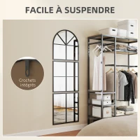 HOMCOM Miroir mural arqué 60 x 180 cm forme fenêtre avec cadre métallique, pour salon, chambre, couloir, noir(m-5)