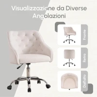 Sedia da Scrivania Girevole in Velluto, Poltrona da ufficio con Altezza Regolabile,Design ergonomico,Bianco(m-7)