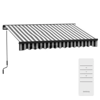 Outsunny 3 x 2m Aluminium Frame Electric Awning, with Remote - Grey/White(m-2)