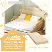 AIYAPLAY Cama para Crianças +3 Anos Cama Infantil de Madeira Cabeceira em Forma de Urso 143,5x80x55 cm Madeira(m-7)