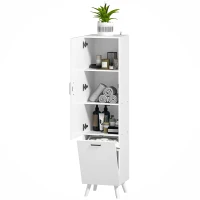 HOMCOM Meuble colonne de salle de bain meuble de rangement avec placards à porte, 35 x 31,5 x 144 cm, blanc(m-11)
