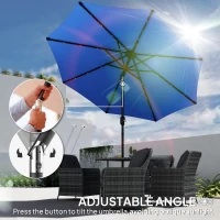 Outsunny 2.7m LED Light Parasol Umbrella - Blue(m-5)