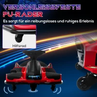 HOMCOM Elektrisches Go-Kart für Kinder, Gummiräder, 3-8 km/h, mit Lichtern und Musikfunktion, Rot(m-6)