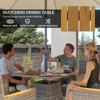 Outsunny Five-Piece Rattan Set, with Wood-Top Table - Teak(m-6)