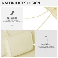 Outsunny Liegenauflage Liegenpolster Gartenliege mit Kopfkissen abnehmbar Bezug Cremeweiß 198 x 53 x 5 cm NUR Kissen(m-5)