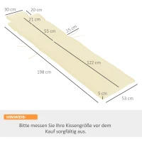 Outsunny Liegenauflage Liegenpolster Gartenliege mit Kopfkissen abnehmbar Bezug Cremeweiß 198 x 53 x 5 cm NUR Kissen(m-3)