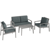 Outsunny 4-Piece Wooden Garden Furniture Set with Cushions - Light Grey