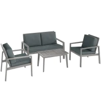 Outsunny 4-Piece Wooden Garden Furniture Set with Cushions - Light Grey(m-1)