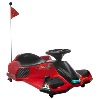 HOMCOM Elektrisch Go-Kart voor Kinderen, Rubberwielen, 3-8 km/u, Met Licht- en Muziekfunctie, Rood(m-11)