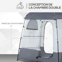 Outsunny Tente de douche pop-up, tente de toilette installation instantanée avec sac de transport, 220 x 125 x 230 cm, gris clair(m-4)