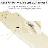 Outsunny Liegenauflage Liegenpolster Gartenliege mit Kopfkissen abnehmbar Bezug Cremeweiß 198 x 53 x 5 cm NUR Kissen(m-6)