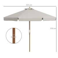 Outsunny Ombrellone da Giardino con Doppio Tettuccio, in Bambù e Poliestere, Ø325x250 cm, Grigio(m-3)