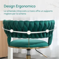 Sedia Girevole da ufficio e per Trucco o Salotto, Poltroncina in Velluto con Altezza Regolabile, per Sedia da Studio, Verde(m-7)
