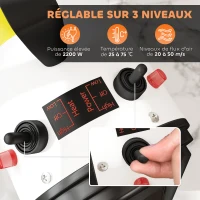 PawHut Sèche-cheveux pour chien pulseur chien professionnel 2200W avec 3 buses différentes faible bruit 3 températures blanc(m-4)