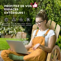 Outsunny Fauteuil de Jardin Adirondack à Bascule Rocking Chair Style Rustique Chic accoudoirs Roues Charette Bois Sapin Naturel(m-5)