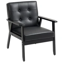 HOMCOM Retro-Style Accent Chair, with Faux Leather Seat - Black(m-11)