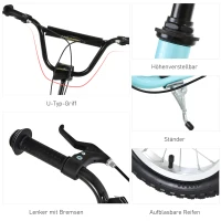 HOMCOM Hulajnoga dla Dzieci od 5 Lat, Wysokość Regulowana, dla Dzieci, Aluminium, 120 x 58 x 85-95 cm, Jasnoniebieski(m-4)