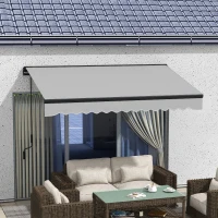Outsunny Electric Awning with Aluminium Frame and Remote Control, 3 x 2m, Light Grey(m-10)
