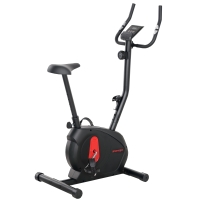 SPORTNOW Bicicleta Estática con Resistencia Magnética Ajustable Sensor Pantalla LCD y Asiento Regulable 88x50,5x131,5 cm Negro