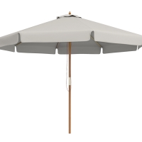 Outsunny Chapéu de Sol de Jardim Ø325x250 cm Chapéu de Sol de Madeira com Sistema de Polea Teto com Ventilação  Cinzento Claro