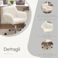 Sedia Girevole da Ufficio Ergonomica per Trucco o Studio con Altezza Regolabile, Sedia da scrivania in Metallo,Bianco(m-4)