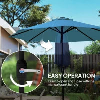 Outsunny 2.7m LED Light Parasol Umbrella - Blue(m-7)
