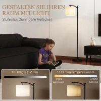 HOMCOM Stehlampe, verstellbare Lichtoptionen, Fußschalter, Fernbedienung, Metall, Schwarz(m-4)