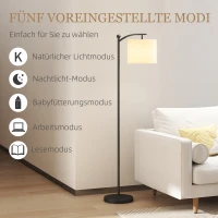 HOMCOM Stehlampe, verstellbare Lichtoptionen, Fußschalter, Fernbedienung, Metall, Schwarz(m-7)