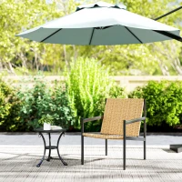 Outsunny Cadeira de Jardim em Vime com Apoios de Braços Encosto Inclinado e Estrutura de Aço 61x74x81 cm Madeira(m-8)