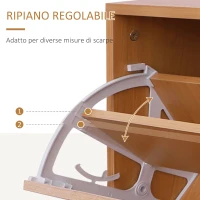 HOMCOM Set Mobili Ingresso Moderno con Scarpiera e Specchio, Appendiabiti da Ingresso con 6 Ganci, 2 Ripiani Regolabili e Cassetti in Legno per Corridoio, 90x24x177 cm, Legno(m-6)