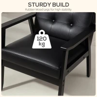 HOMCOM Retro-Style Accent Chair, with Faux Leather Seat - Black(m-6)