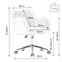 Sedia Girevole da Ufficio Ergonomica per Trucco o Studio con Altezza Regolabile, Sedia da scrivania in Metallo,Rosa(m-3)