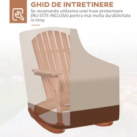Outsunny Scaun Adirondack Impermeabil din Lemn pentru Grădină și Exterior, 77x94x97 cm, Lemn Natural(m-8)