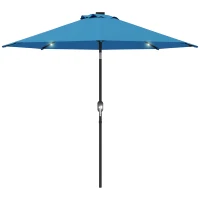 Outsunny 2.7m LED Light Parasol Umbrella - Blue(m-11)