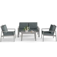 Outsunny 4-Piece Wooden Garden Furniture Set with Cushions - Light Grey(m-11)