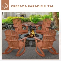 Outsunny Scaun Adirondack Impermeabil din Lemn pentru Grădină și Exterior, 77x94x97 cm, Lemn Natural(m-9)