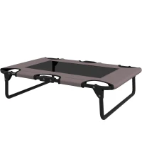 PawHut Podwyższone Legowisko dla Psów Składane, Zewnętrzne Siedzisko z Projektem Siatki Kawa Oxford 75 x 51 x 18 cm(m-1)