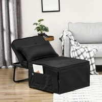 HOMCOM Fauteuil chauffeuse convertible 4 en 1 dossier inclinable 5 position avec coussin 180 x 64 x 40 cm noir(m-2)