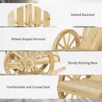 Outsunny Wooden Adirondack Rocking Chair Reclining Armchair Outdoor Garden Furniture Patio Porch Rocker - Natural(m-7)