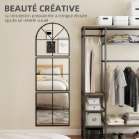 HOMCOM Miroir mural arqué 60 x 180 cm forme fenêtre avec cadre métallique, pour salon, chambre, couloir, noir(m-4)