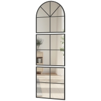 HOMCOM Miroir mural arqué 60 x 180 cm forme fenêtre avec cadre métallique, pour salon, chambre, couloir, noir