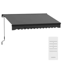 Outsunny 3 x 2m Aluminium Frame Electric Awning, with Remote - Dark Grey(m-2)