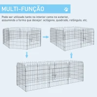 PawHut Parque para Animais de Estimação com 8 Paineis 71x76cm Dobrável Cerca para Animais de Estimação com Porta com Trava para Jardim Pátio Exterior Preto(m-4)