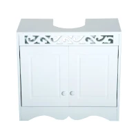 HOMCOM Armário de banheiro baixo para lavatório com 2 portas e prateleiras 60x30x56cm Branco(m-9)
