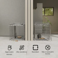 Outsunny Armadilha para Animais Vivos Dobrável 66x24x30,5 cm Gaiola de Captura com Porta e Alça para Coelhos Roedores Prata(m-4)